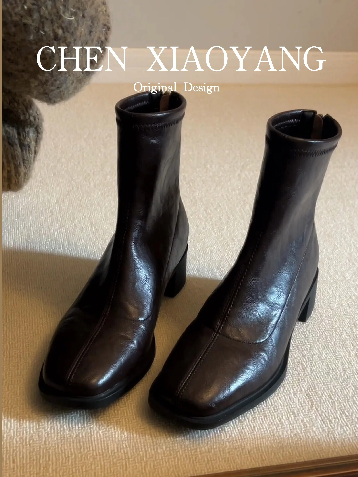 

Retro Soft Leather Elastic Chelsea Short Boots Women's Chunky Heel Boots Versatile Slim Fit Boots Fashionable Winter B...