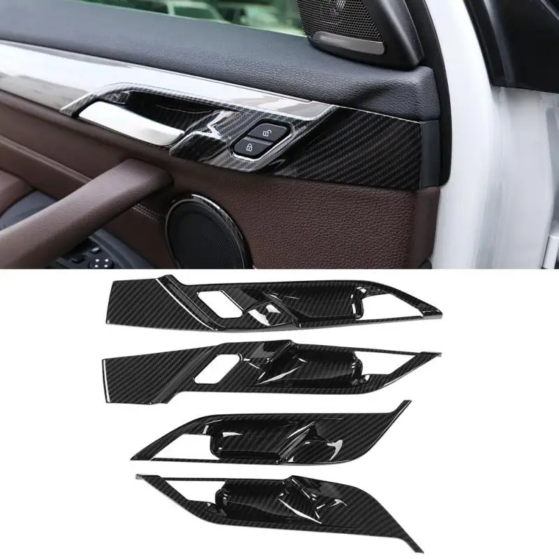 4pcs Left Hand Drive Carbon Fiber Style Car Auto Interior Door Bowl Cover Trim Frame for BMW X1 F48 2016 2017 2018 2019