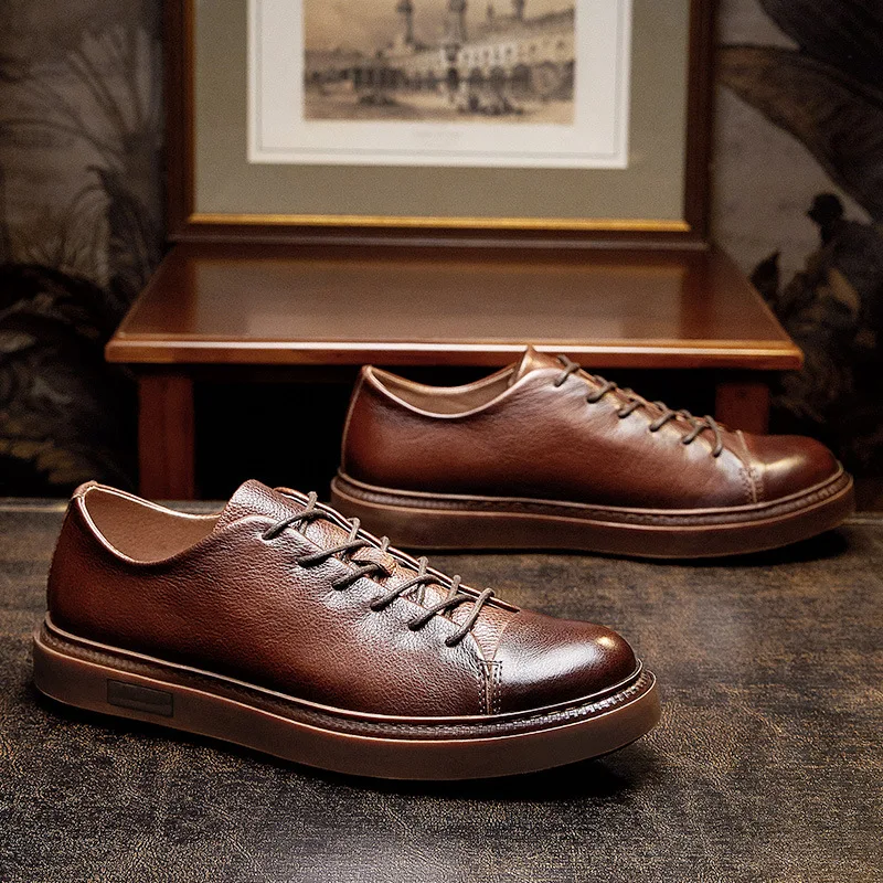 

Cowhide Men's Flats Leather Casual Walking Shoes