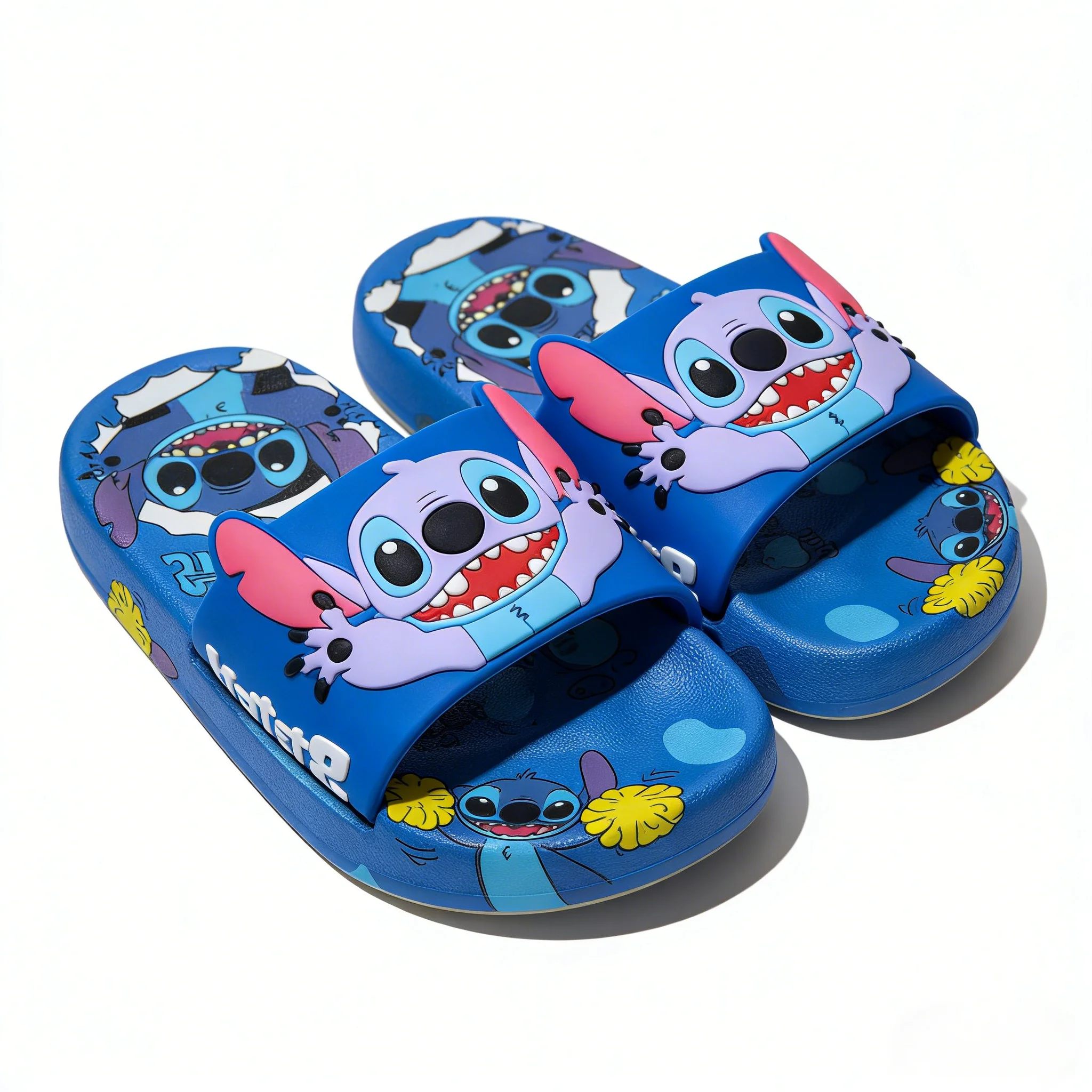 

Детские тапочки Disney, модные летние туфли на плоской подошве из ЭВА для детей, домашние тапочки с противоскользящей толстой подошвой, синие, размер 22-35