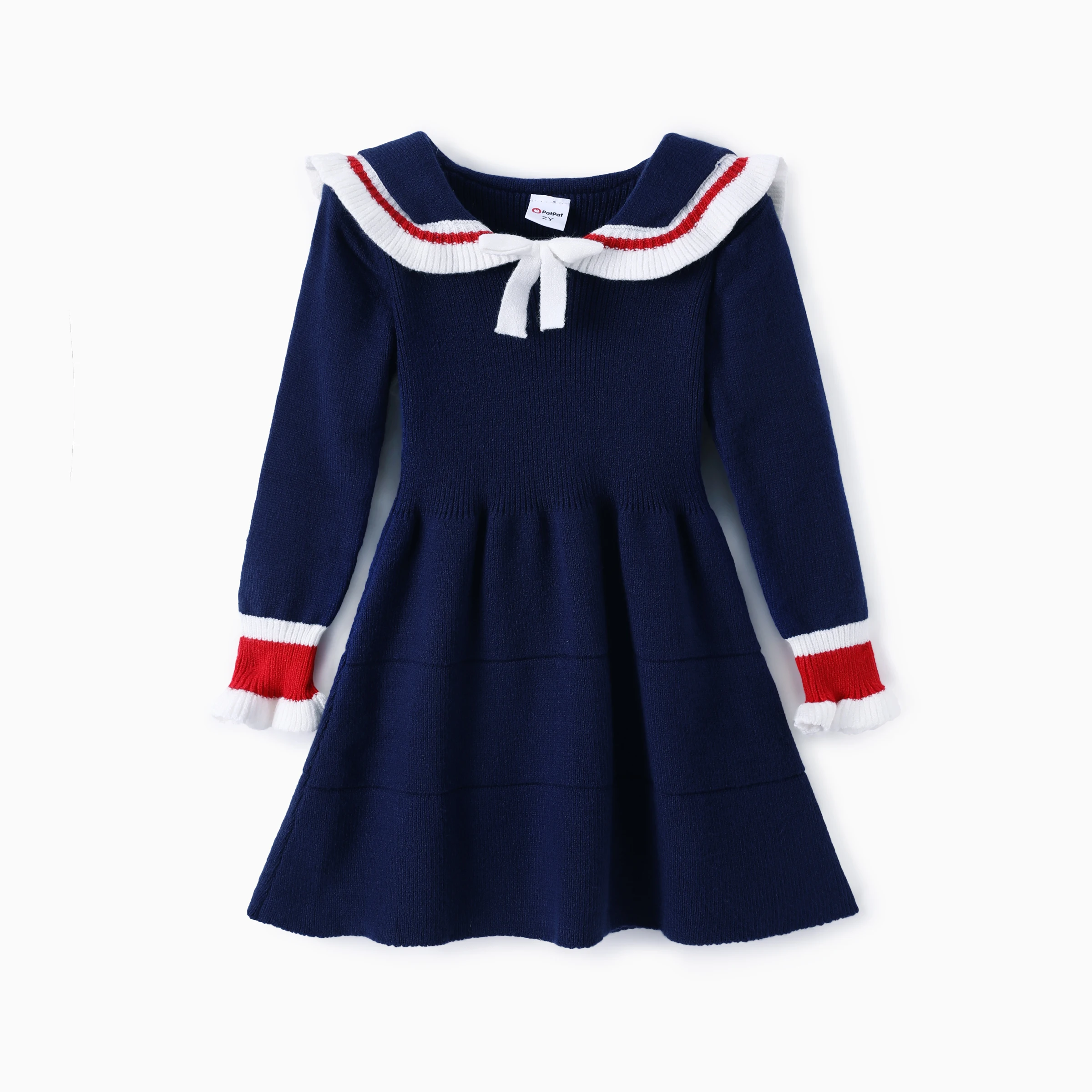 

PatPat Toddler Girl Preppy Style Polo Collar Sweater Dress