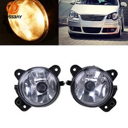 POSSBAY Car Front Bumper Fog Light Halogen Fog Lamps for VW Polo 9N 2005 2006 2007 2008 2009 Clear Lens 9006 Bulbs