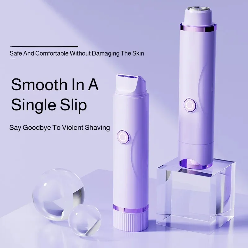 Women's Dual-Head, 2-in-1 Rechargeable Electric Epilator，Painless Hair Removal，Suitable for the Body、Intimate Areas and Bikini l