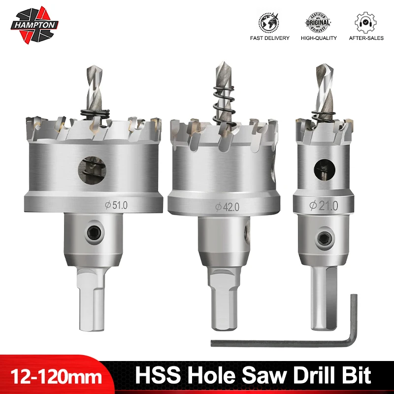 

HAMPTON Сверло с твердосплавным наконечником, набор кольцевых пил TCT, 12-120 мм, сверло для нержавеющей стали, дерева, металла, открывалка для отверстий