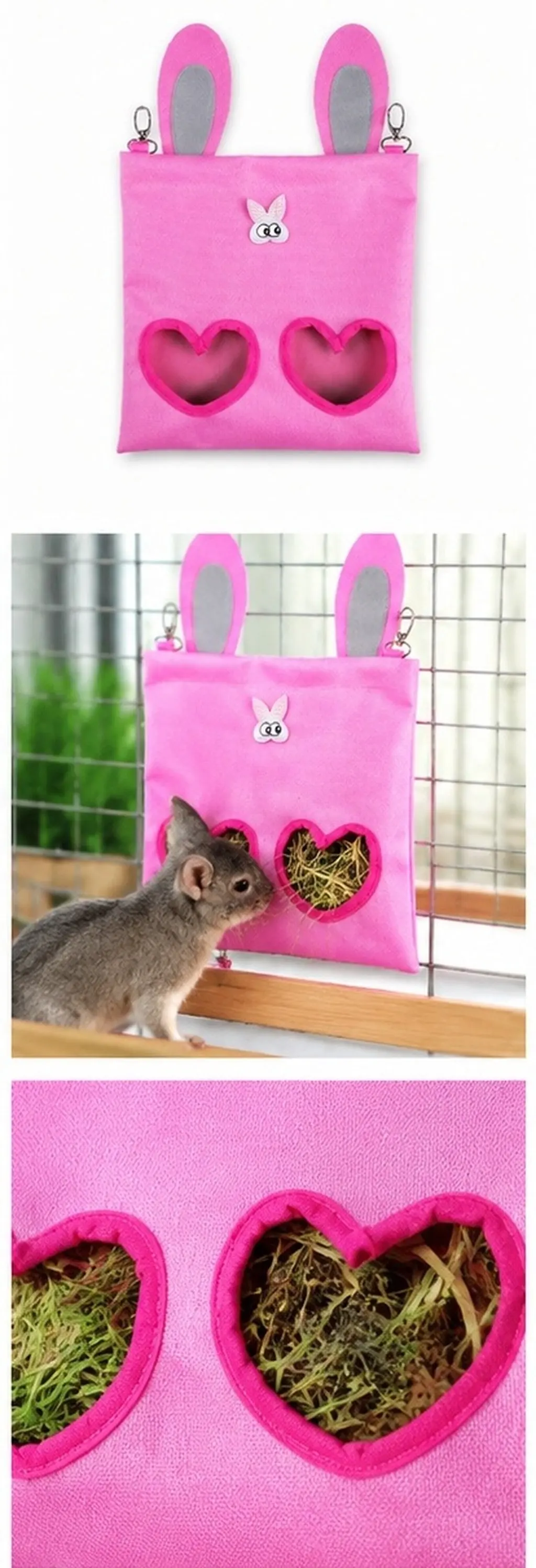 2Pcs Rabbit Hay Bags Hanging Bunny Feeder for Small Animals Chinchilla Guinea Pig Hay Storage Organizer Bunny Bag