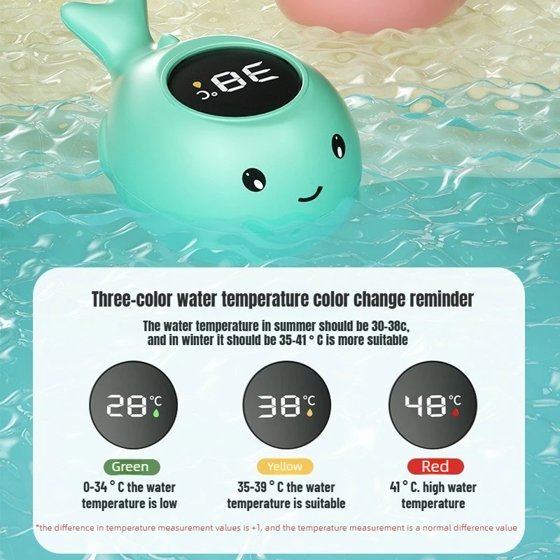 Baby Bath Thermometer Tub Temperature Monitor Hot Cold Water Resistant Temperature Warning Monitor Upgraded Sensor LED Display