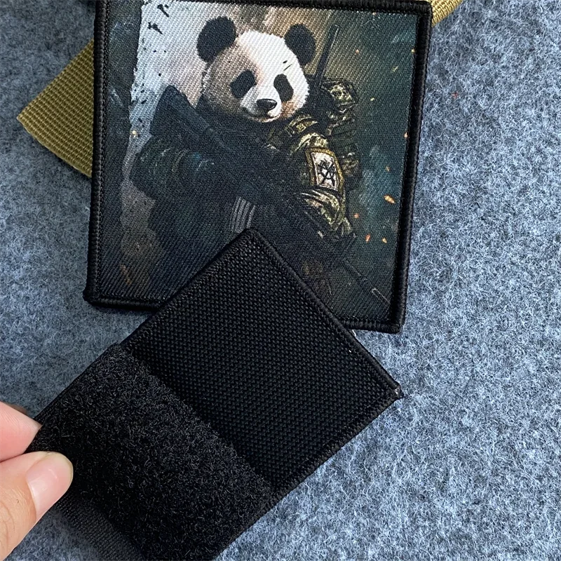 Samurai Cat Print Patches Tactical Morale Panda Badge Hook and Loop Armband Backpack Clothing Decorative Accessory Sticker