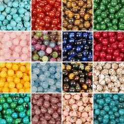 Natural Tiger Eye Agate Jade Howlite Minerals Bead Round Loose Stone Beads for Jewelry Making DIY Handcraft Bracelet 4-12mm 15''