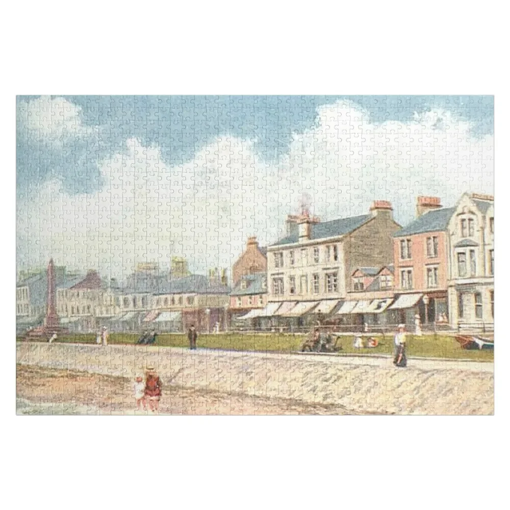 Ilustración vintage de West Bay Esplanade, rompecabezas de Helensburgh, regalos personalizados para niños, rompecabezas de madera para adultos