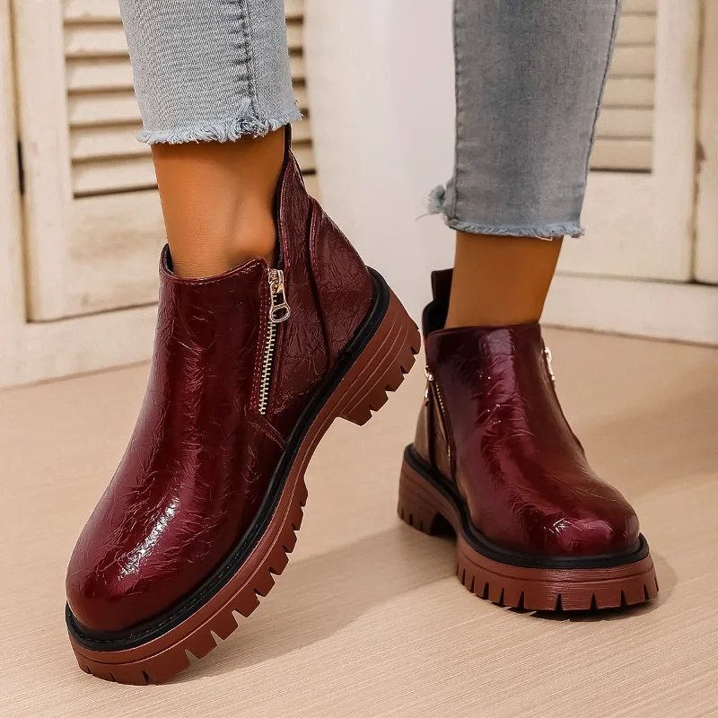 

2025 Women'S Warm Fall Winter Casual Fashion Boots Stylish High Quality Round Toe Thick Bottom Boots Women'S Boots