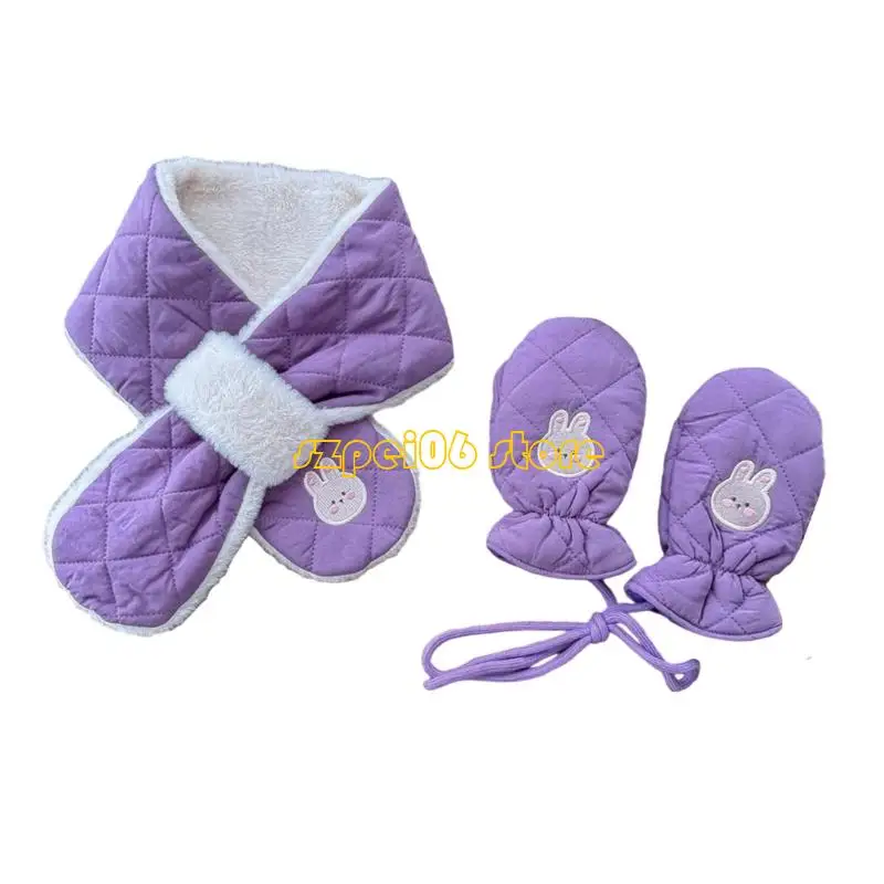 45BF 2 個幼児綿手袋とスカーフセット寒い天候用ジッパーデザインなし