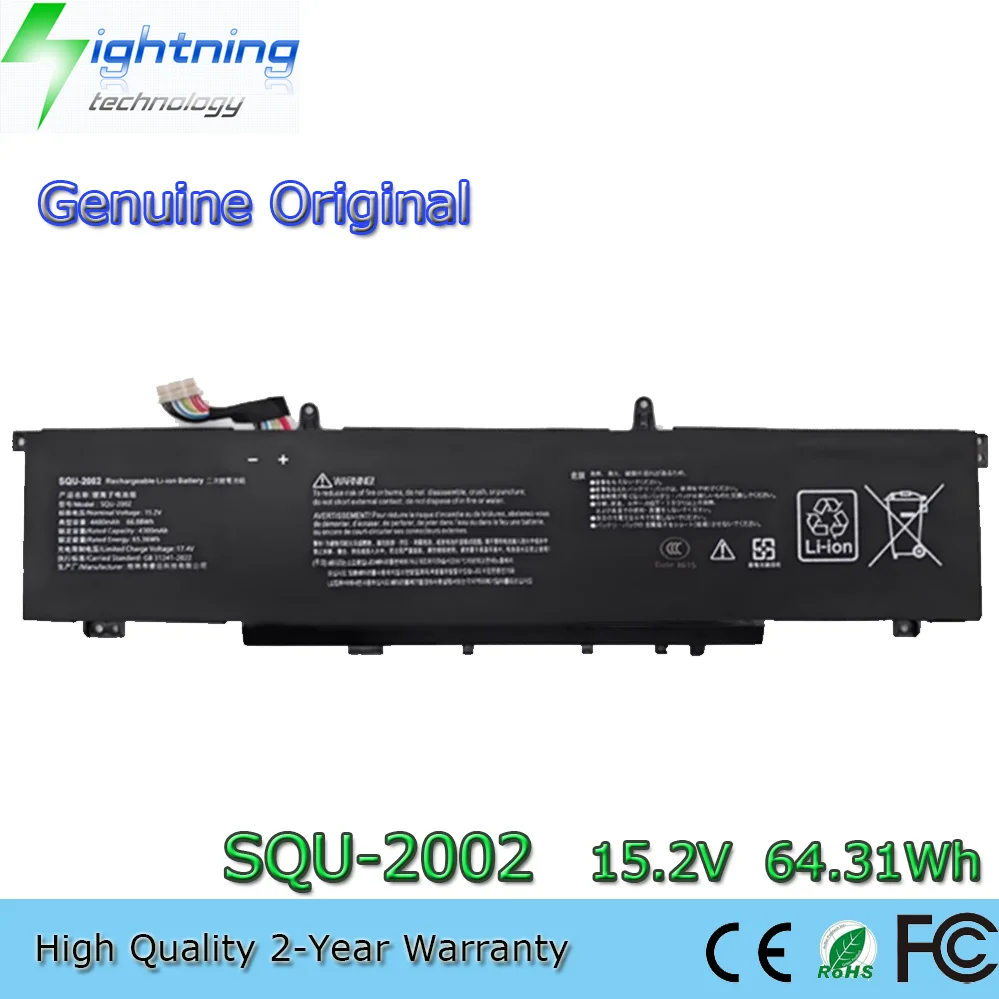 

New Genuine SQU-2002 15.2V 64.31Wh Notebook Battery for Thunderobot zero 2021 Series 916QA139H