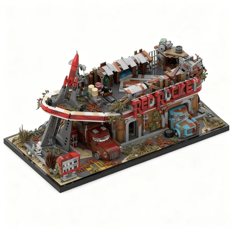5725 Teile MOC Fallout Red Rocket Tankstelle Modulare Gebäude Modellbausatz Kreatives Lernspielzeug DIY Bastelbausatz