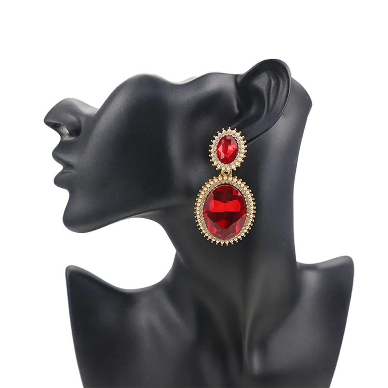 

Women's Elegant Bridal Square Oval-cut Teardrop Dangle Pierced Earrings