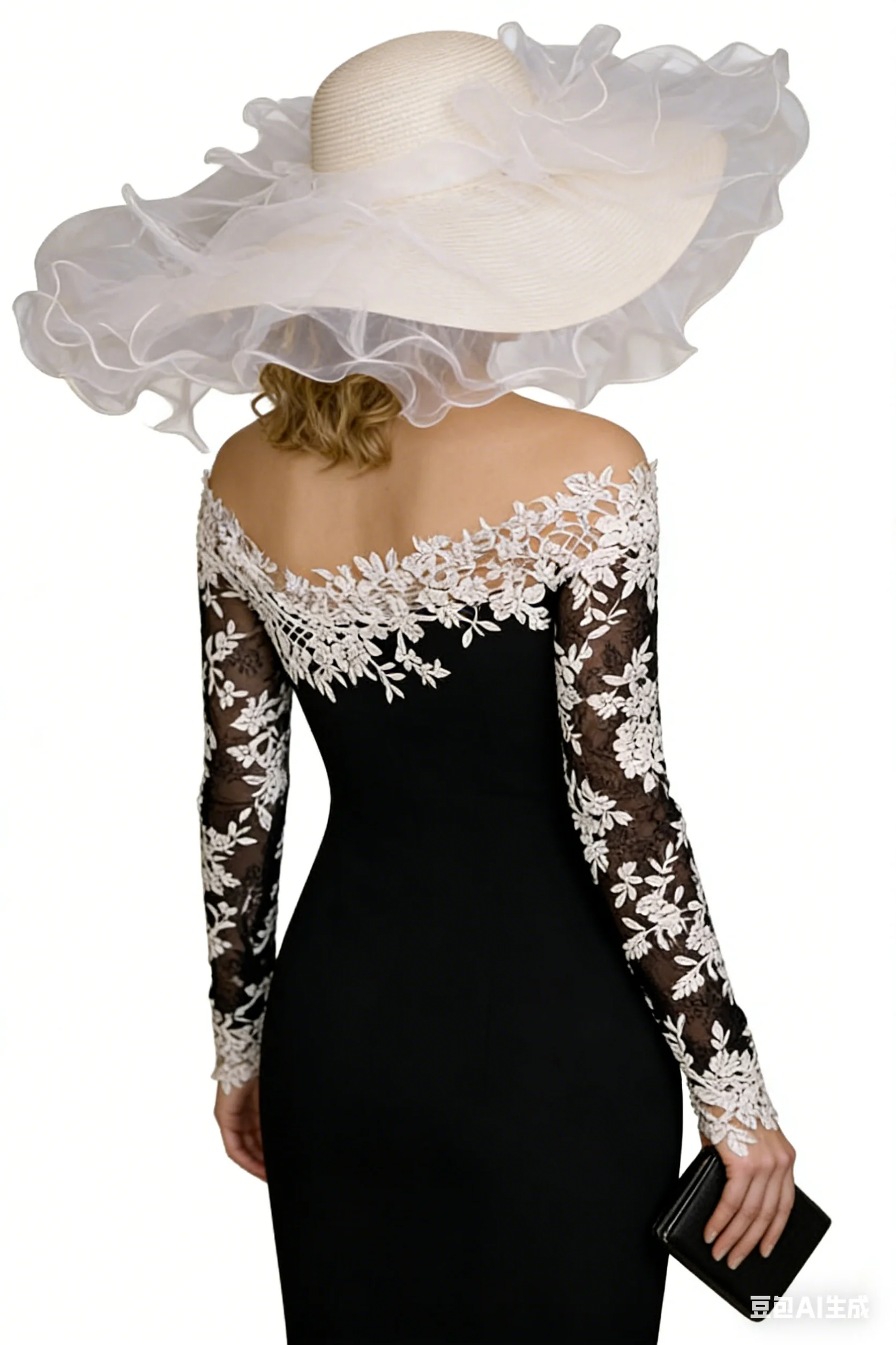 Vintage Black With White Lace Mother Of The Bride Dress 1950s Style Knee Length Short Wedding Guest Gowns Long Sleeve Mom Party
