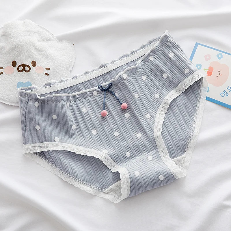 Cute Cartoon Printed Girls Underpants Striped Cotton Women's Underwear Comfortable Lace Edge Briefs Cotton Crotch Lady Knickers