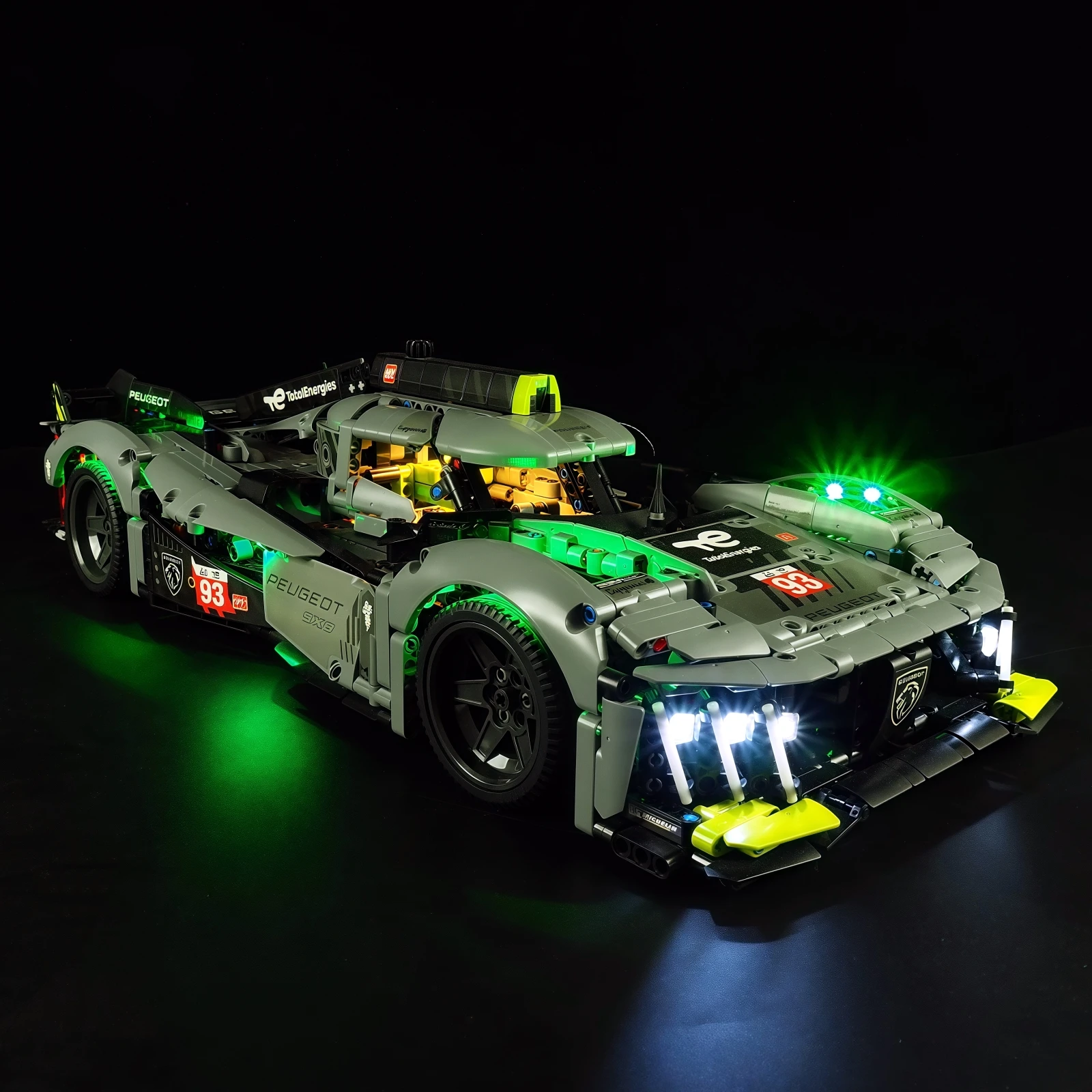 (لا تشمل اللبنات) أضواء LED لتقنيات 42156 بيجو 9X8 24H لو مان الهجين Hypercar سباق السيارات أضواء الزخرفية #2