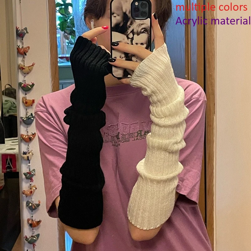 2 Teile/para Lange Fingerlose Handschuhe Frauen Winter Wärmer Gestrickte Arm Hülse Weiche Casual Gothic Punk Stil