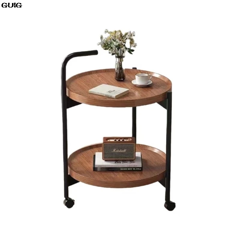 GUIG Movable Small End Table Trolley Living Room Sofa Side Few Mini Small Table Shelving Wheel Nordic Wind Dining Car Hot New