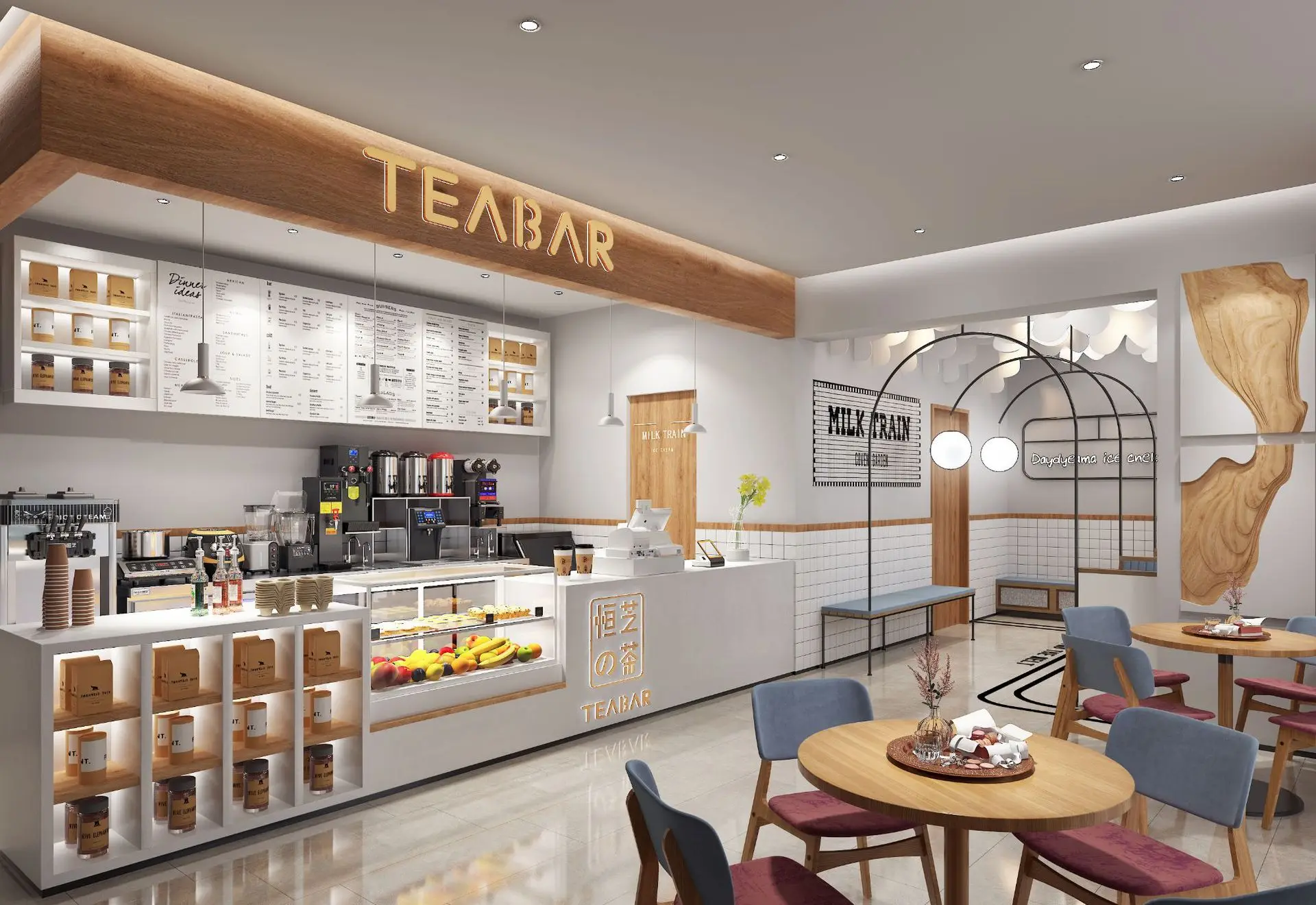Water bar, commercial milk tea console, stainless steel workbench, full set of machines