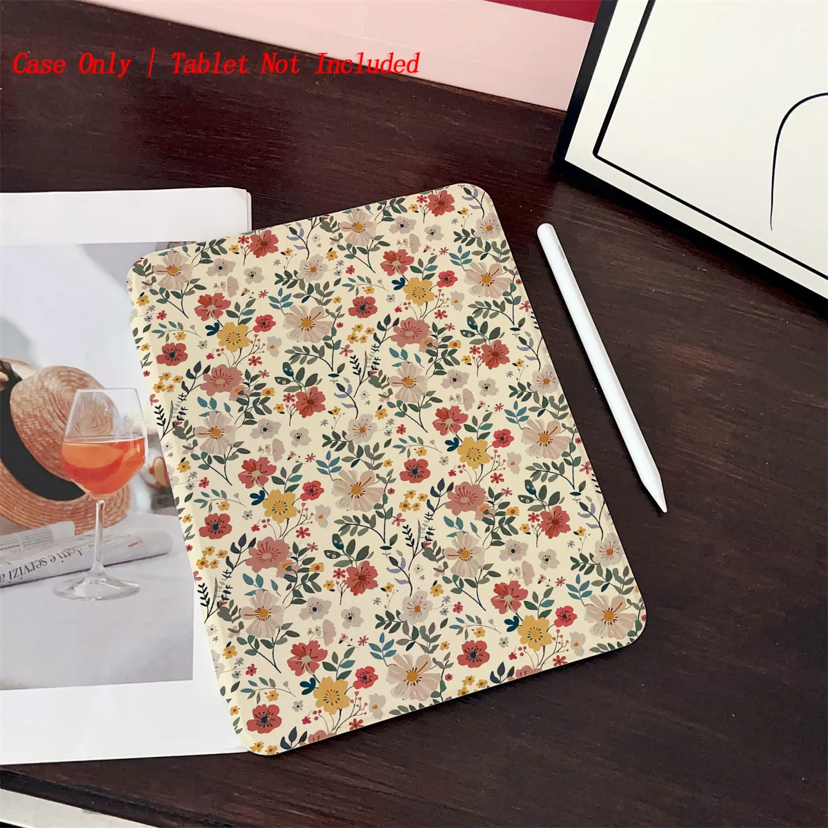 

Simple Fresh 360° Rotating iPad Book Cover with Pen Slot & Sun Pattern, Fits Multiple Apple Models