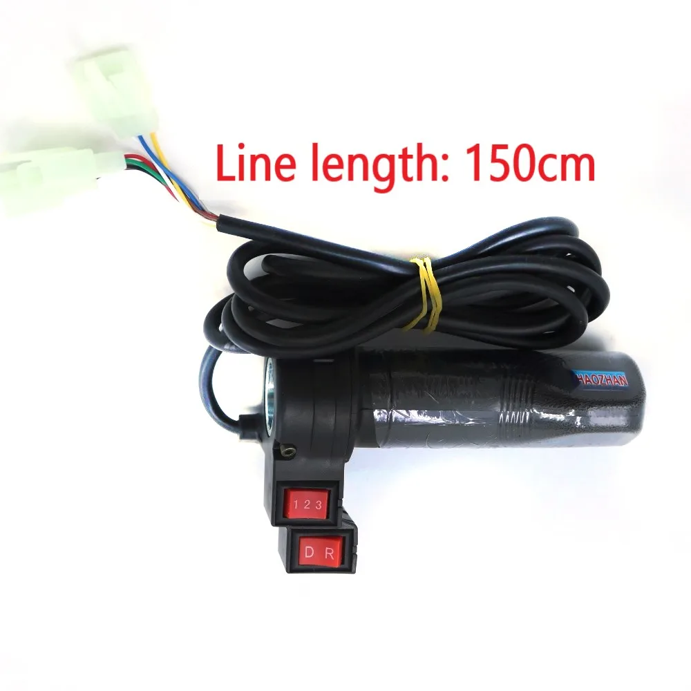 EVfitting 30-150CM line electric bike scooter tricycle gas handle ebike throttle with 3 speed&Reverse switches button