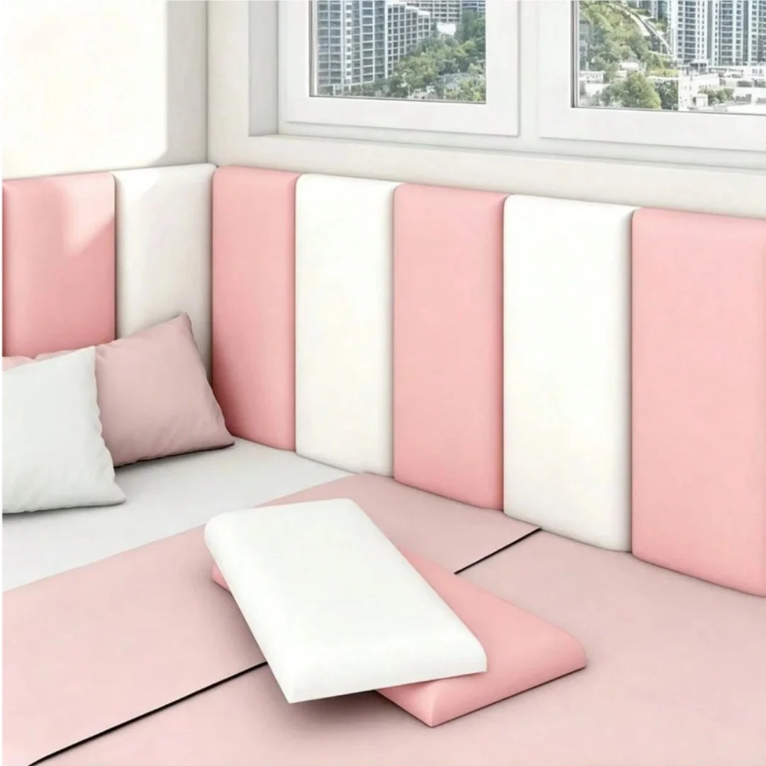 5-Pack 3D Peel and Stick Wall Cushions Anti-Collision Protective Panels, Ideal for Bed Headboards & Game Room Wall Decor
