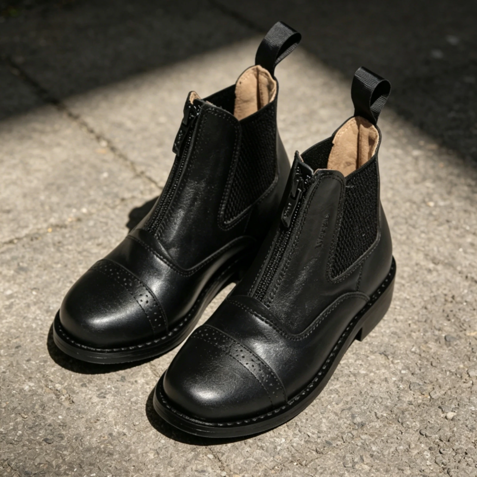 Short Horse Riding Boots Comfortable Paddock Boots Zippered Equestrian Booties Zipper Closure Outdoor Footwear Cushioned Comfort