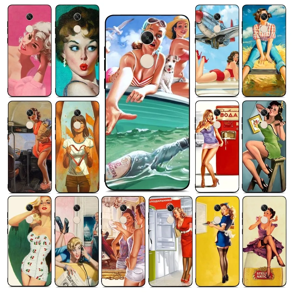 Sexy Pin Up Girl  Phone Case For Redmi Note 4 X 5 A 6 7 8 T 9 9S 10 11 11S 11Epro Poco M3 pro