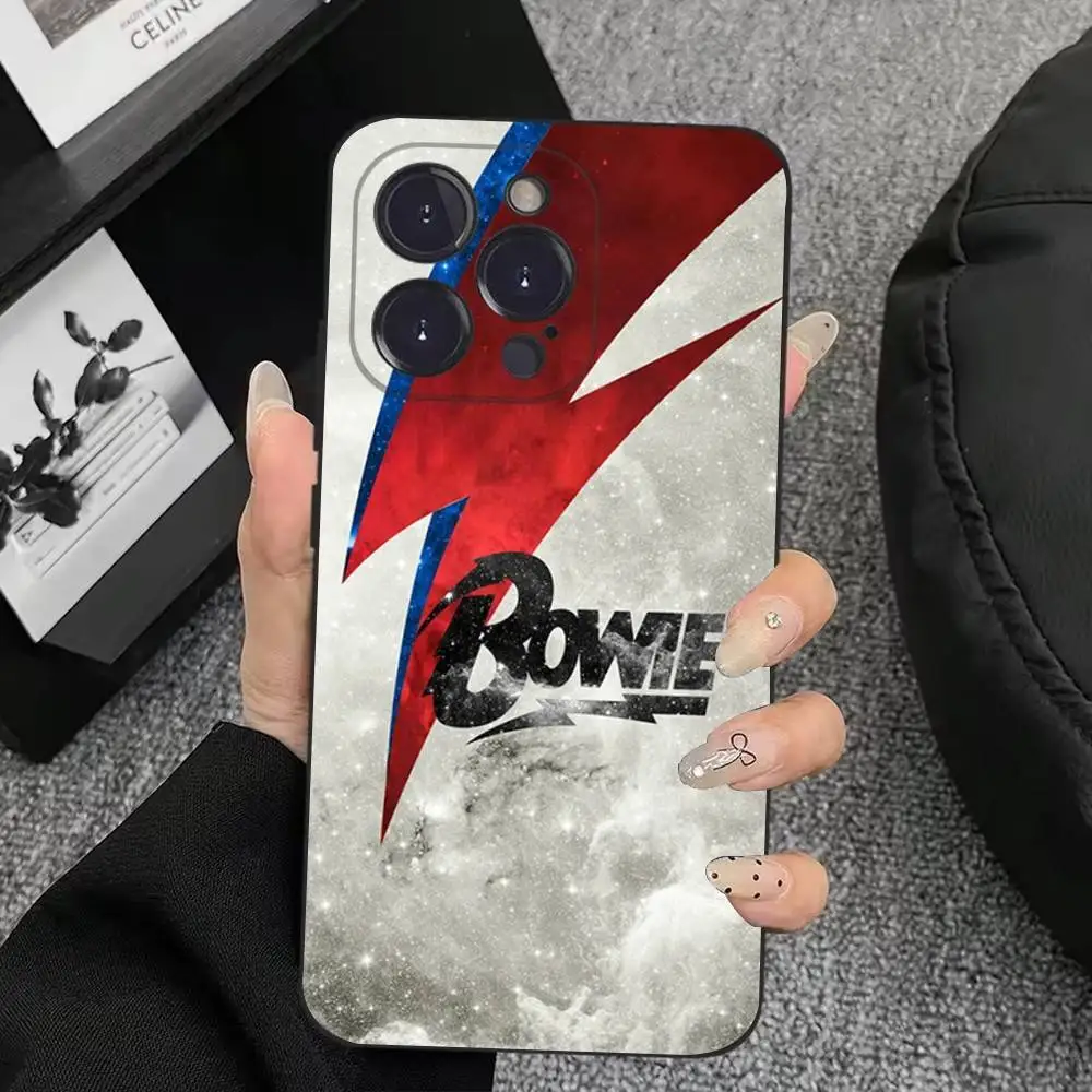 Casing Ponsel D-DavidS Rock B-BowieS Untuk iPhone 17,16,15,14,13,12,11,Plus,Pro Max,XS,X,XR,SE,Mini,8,7, Penutup Silikon Lembut Warna Hitam