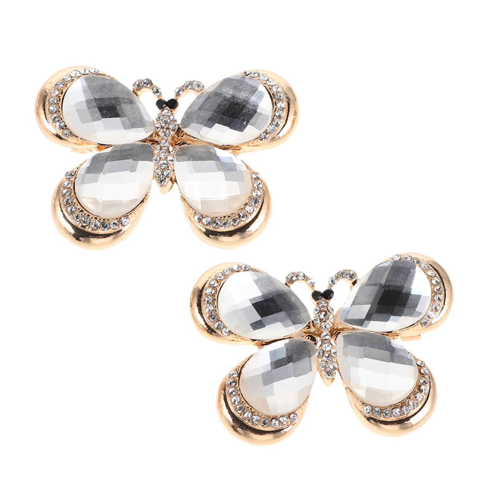 

2Pcs Crystal Rhinestone Butterfly Brooch Vintage Alloy Bridal Lapel Pin Scarf Shawl Coat Badge Decoration Dress Brooch