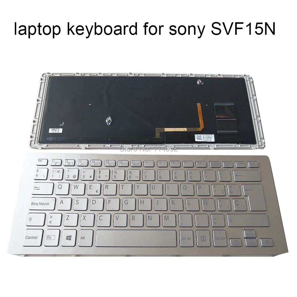 

Replacement Spanish Backlit Keyboard SVF15 for SONY Vaio SVF15N SVF 15N SP Keyboards Silver with Frame Screw Set New 149265461ES