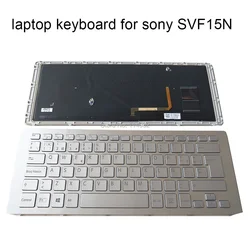 Replacement Spanish Backlit Keyboard SVF15 for SONY Vaio SVF15N SVF 15N SP Keyboards Silver with Frame Screw Set New 149265461ES