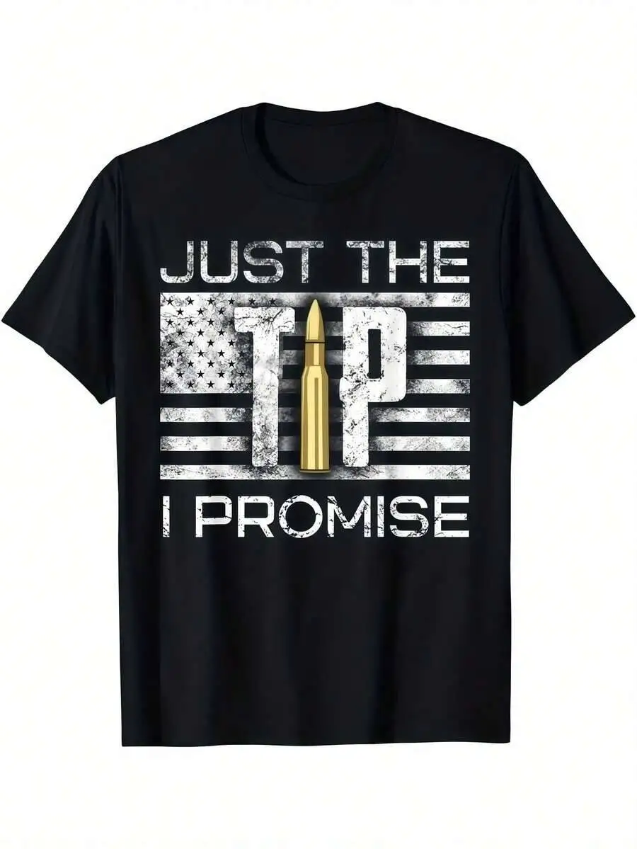 1 Pc Clothing Bullet Flag Printed Black Graphic Tee, Summer Tops, Shirt, Unisex Casual Crew Neck Tshirt, Plus Size Men's 100% Cotton Trendy Y2K Short-Sleeve Tee-Soft, Quick-Drying, Great Gift for Christmas or Halloween.