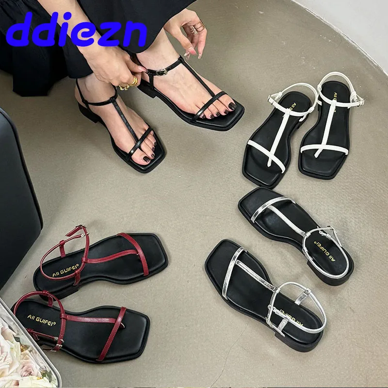 New Summer Women Sandals Slippers Buckle Strap Female Casual Outdoor Slides Pumps Shoes Party Ladies High Heels Flip Flops