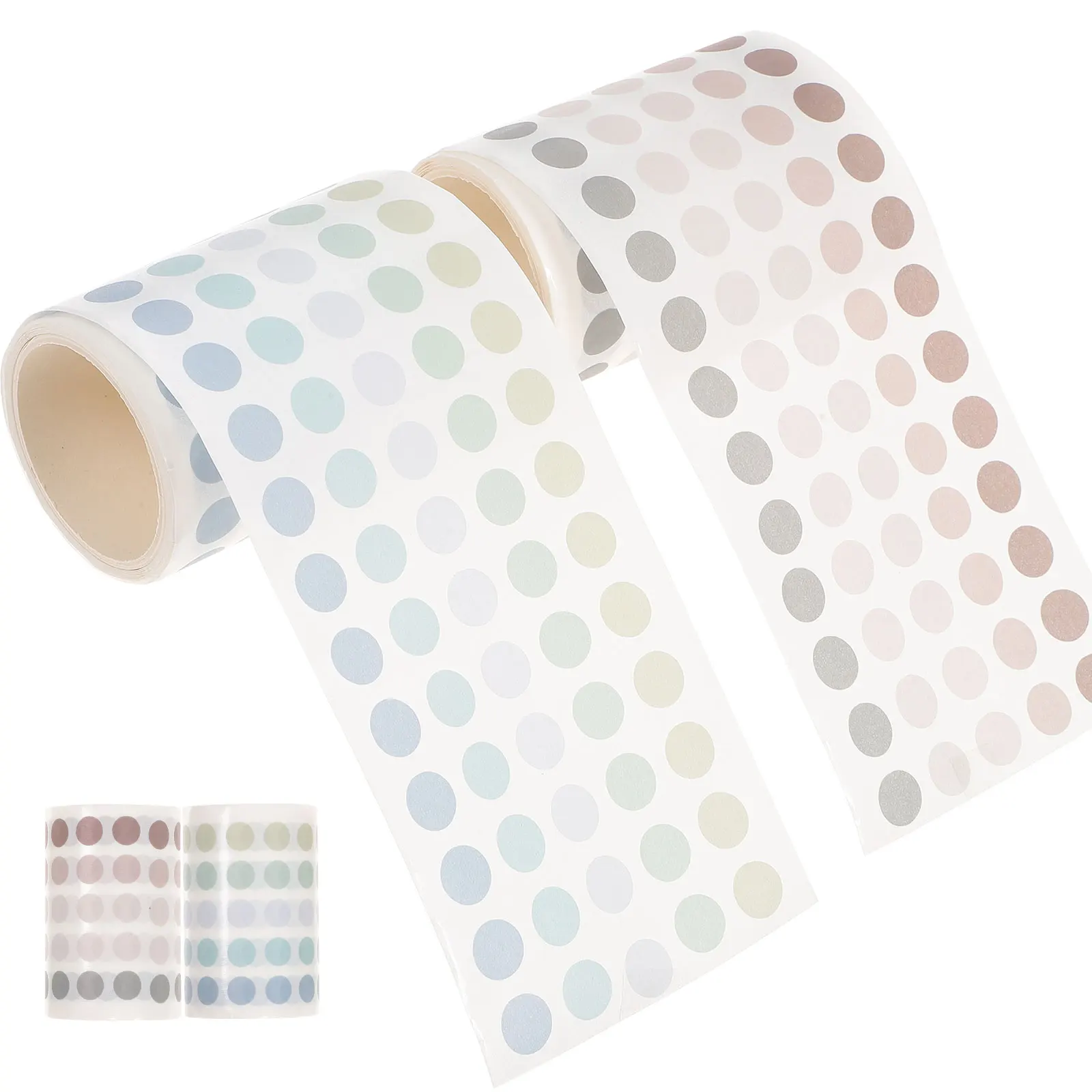 Stickers 2 Rolls Round Mini Colored Planner Cute Sealing Scrapbook Circle PP Material Safe
