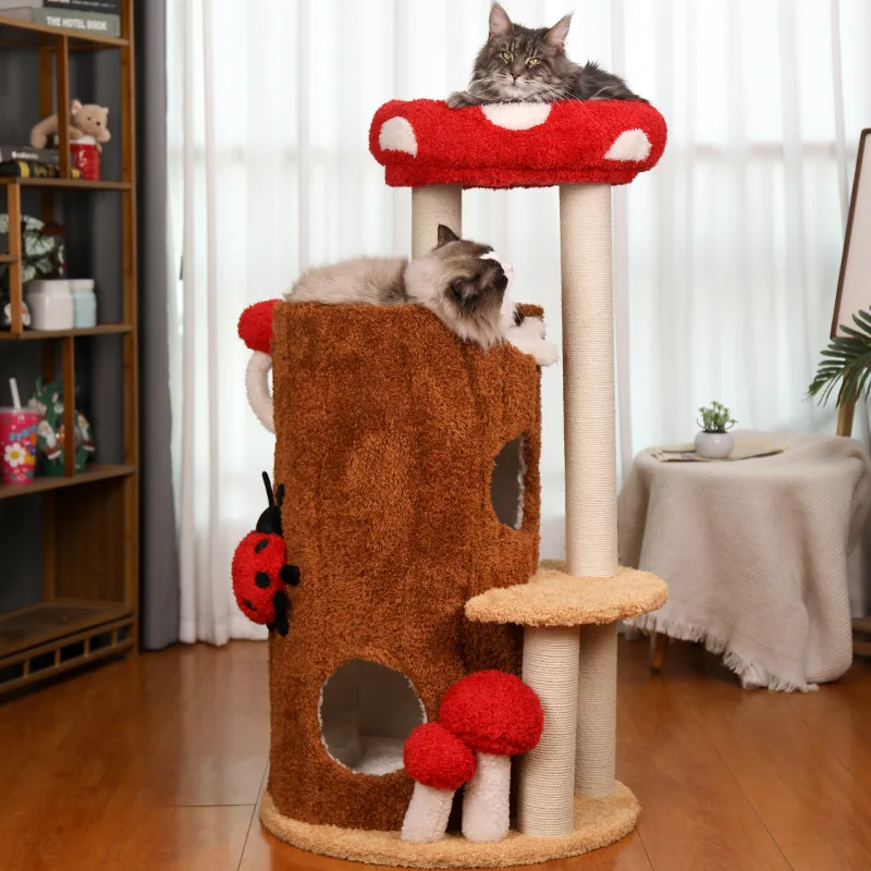 Multi-level Integrated Cat Climbing Frame Cat Nest Cat Scratching Board Playing Sleeping All In One For Small Apartment Indoor C
