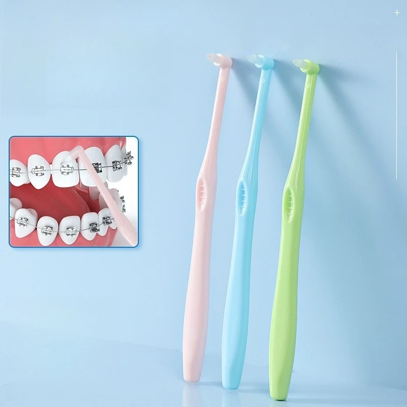 

Single Bundle Toothbrush, Single Hole Orthodontic Pointed Soft Bristled Orthodontic Toothbrush