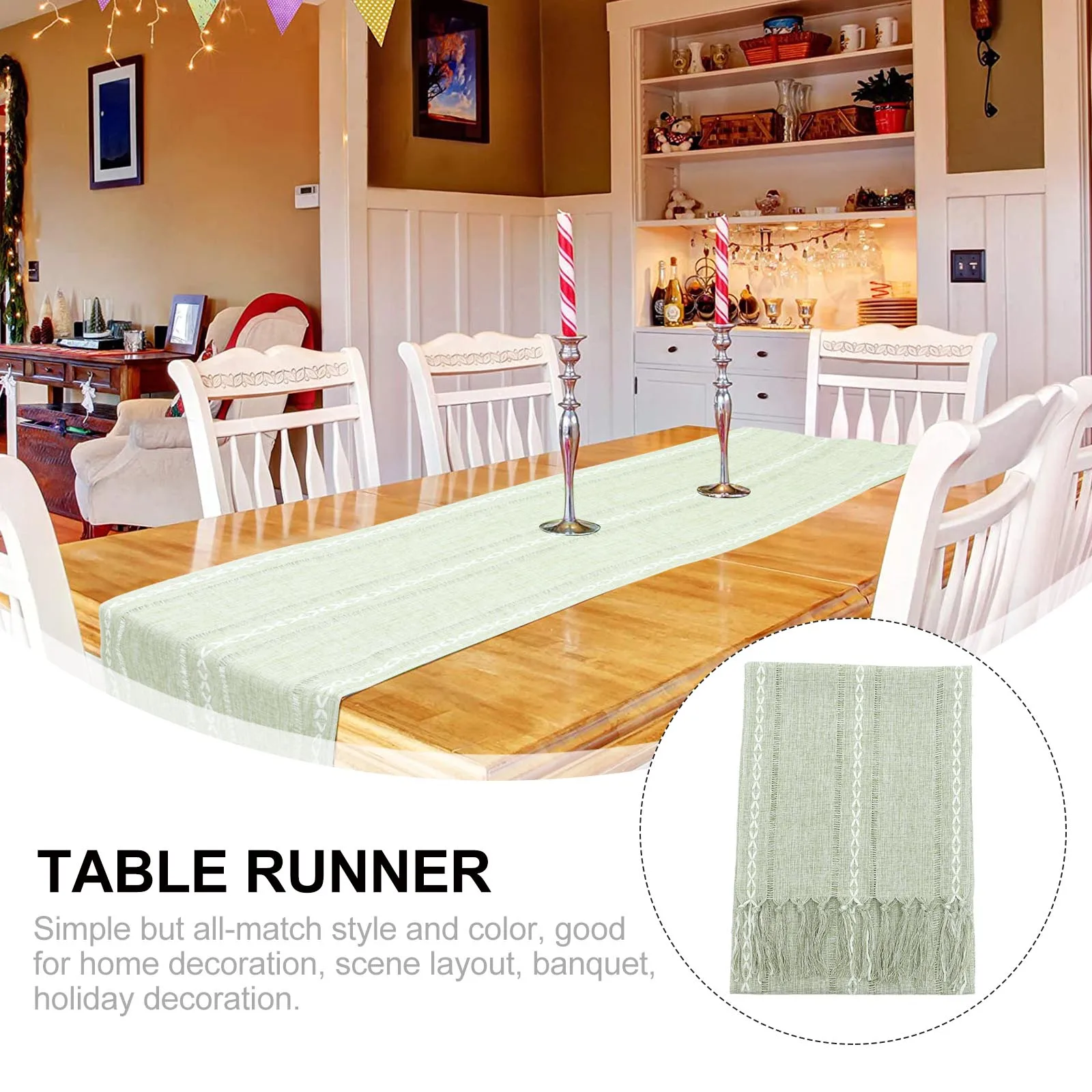 

Rustic Tassel Table Runner Farmhouse Style Decorative Long Dining Table Runner for Party Wedding Banquet Party Favor