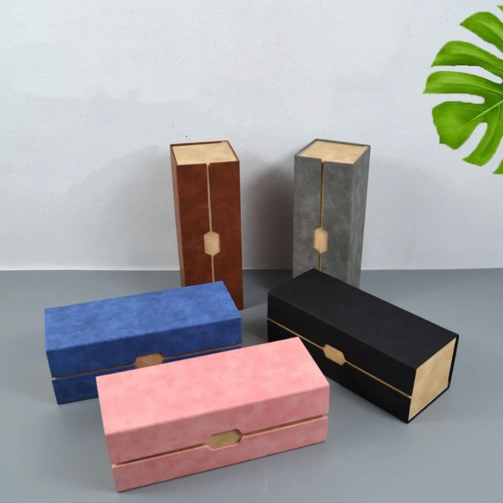 KLASSNUM Double Layer Glasses Case Portable Travel Storage Box Sleek Eyewear Organizer PU Leather Lining Protective Eyewear Case