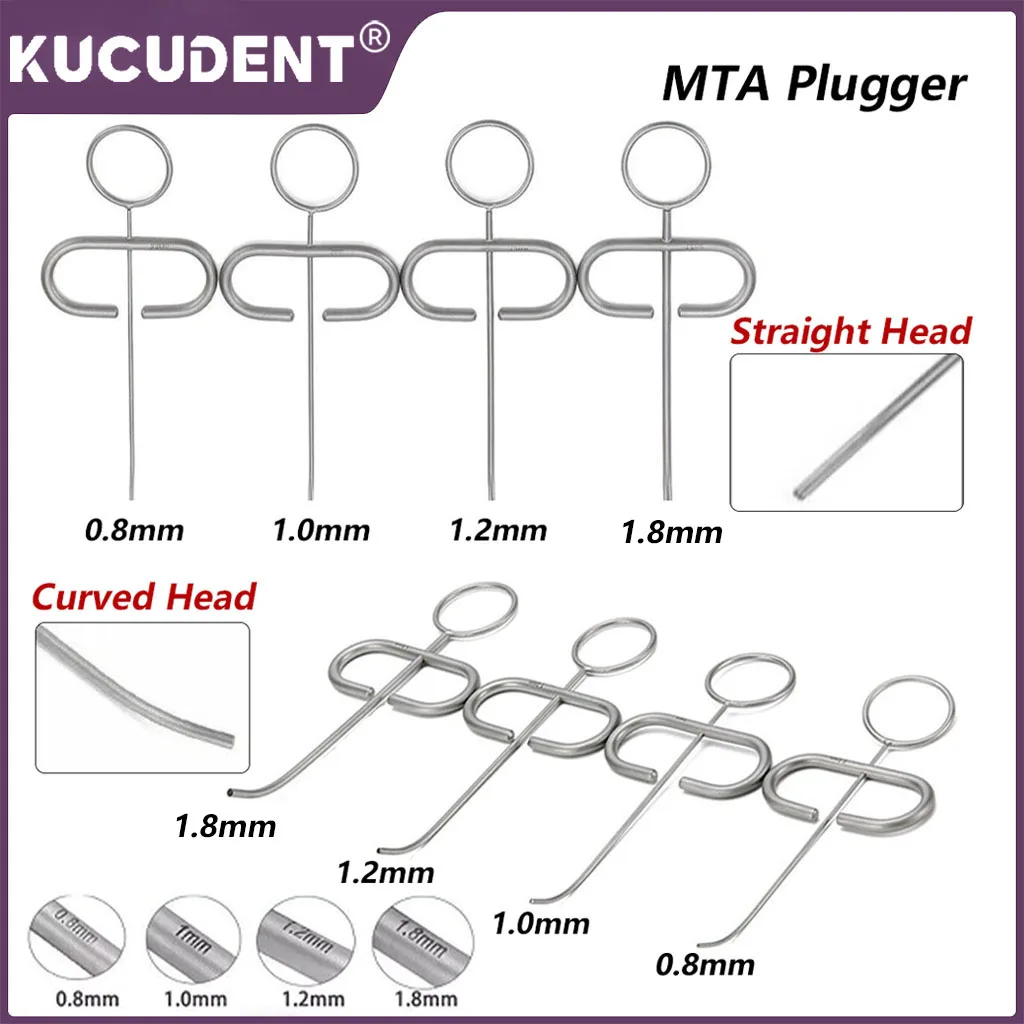 Dental MTA Plugger Applicator Bone Stainless Steel Implant Collector Scraper Graft Injector Syringe Carrier Straight Curved Head