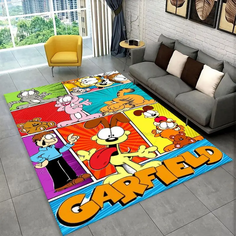 Cartoon Funny G-Garfield Cat Carpet Rug for Playroom Bedroom Living Room Sofa Home Decor,Game Area Rug Non-slip Floor Mat Fest