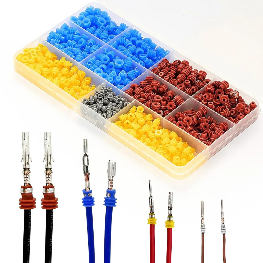 600pcs Wire Sealed Connector Metric Seals Cavity Plug Pin Connector Sealing Kit Suitable For 24-12AWG Automotive Wire Connector