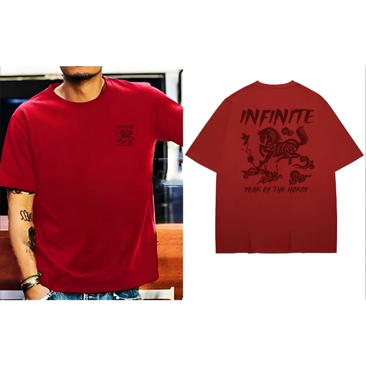 

Creative design Paper Cuttings horse print men's multi-color choice cotton top 2026 new T-shirt