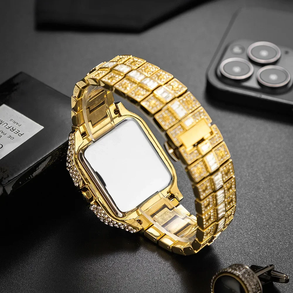 2024 HOT Hip Hop Iced Out Quartz Watch for Men Full AAA Diamond Mens Watches Classic Square Male Clock Waterproof Montre Homme