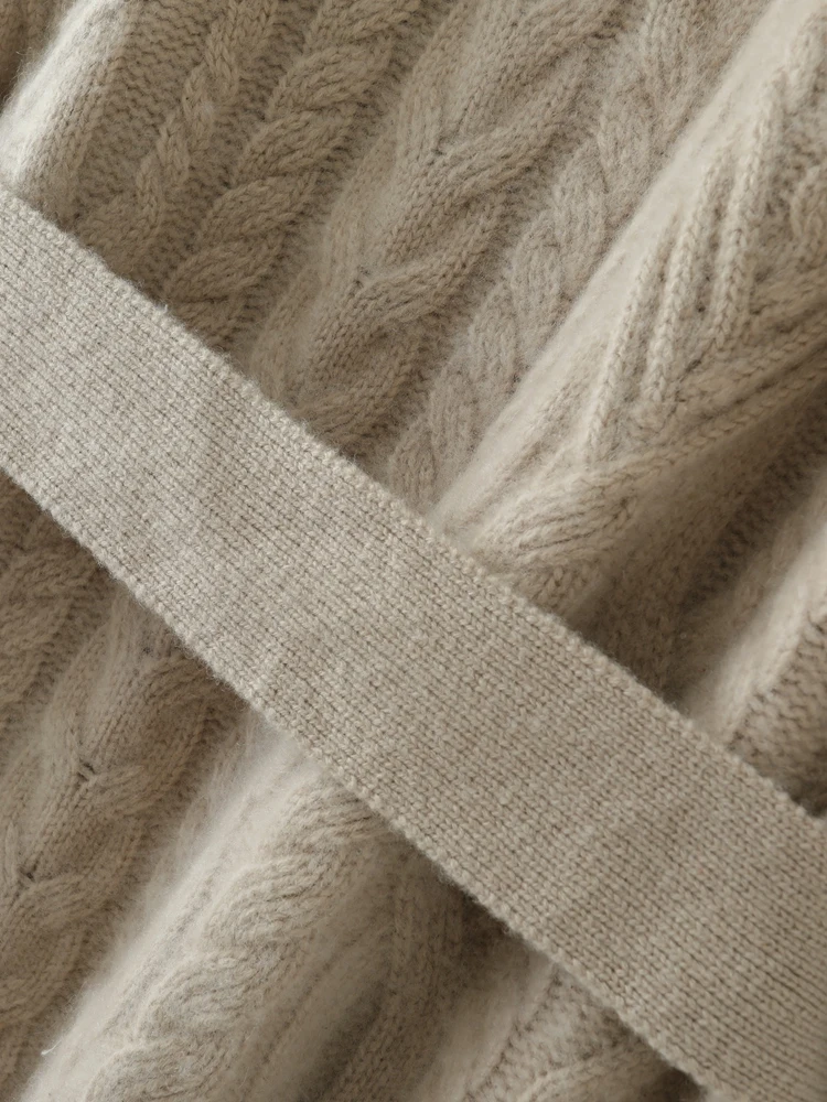 

Распродано. Кашемировый свитер, длинный кардиган крупной вязки, толстое худи, повседневный стиль, кашемировое вязаное пальто класса люкс для осени и зимы.