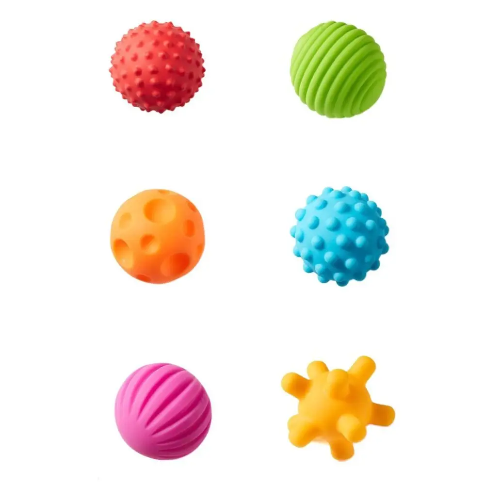 6Pcs Plastic Textured Multi Ball Set Activity Textured Chewable Baby Sensory Balls Toy Fun Hands Touch Soft Ball Montessori Toys