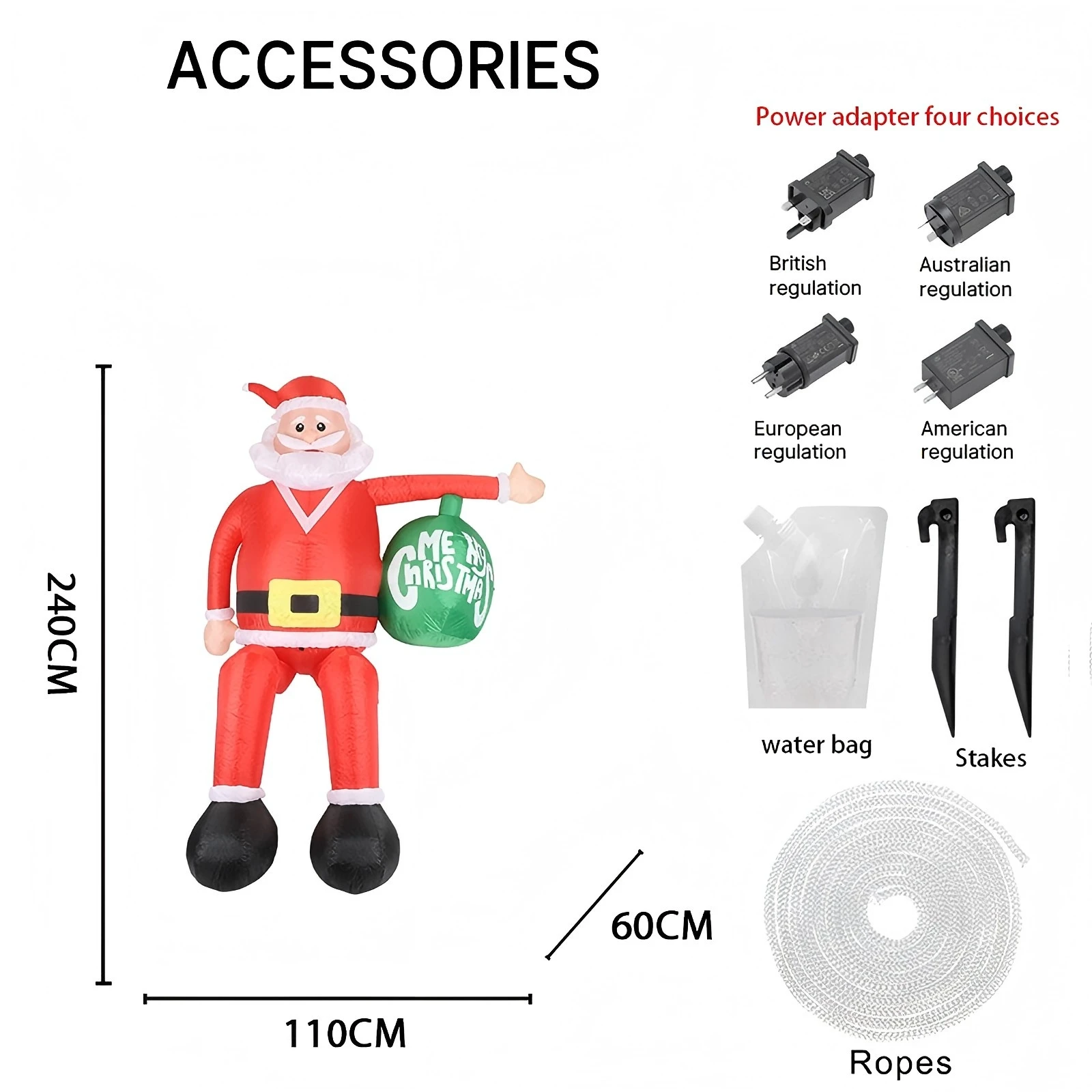 7.9ft brinquedos infláveis de natal quintal gramado festa decoração papai noel bola de natal suprimentos para casa ornamento presente com luz led