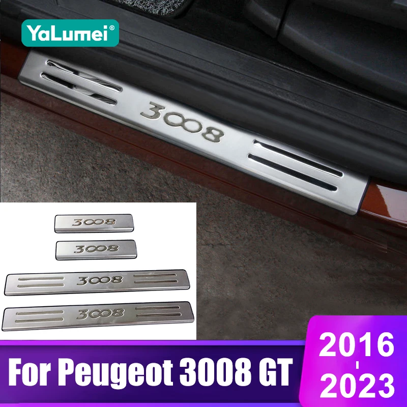 

For Peugeot 3008 GT 2016 2017 2018 2019 2020 2021 2022 2023 Hybrid Car Door Sill Scuff Plate Cover Trim Protector Accessories