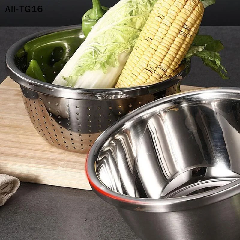 【Ty2】【YY】2Pcs/Set  2026 New Stainless Steel Colander - Vegetable Fruit Pasta Strainer, Large Heavy Duty Filter Bowl - view 3